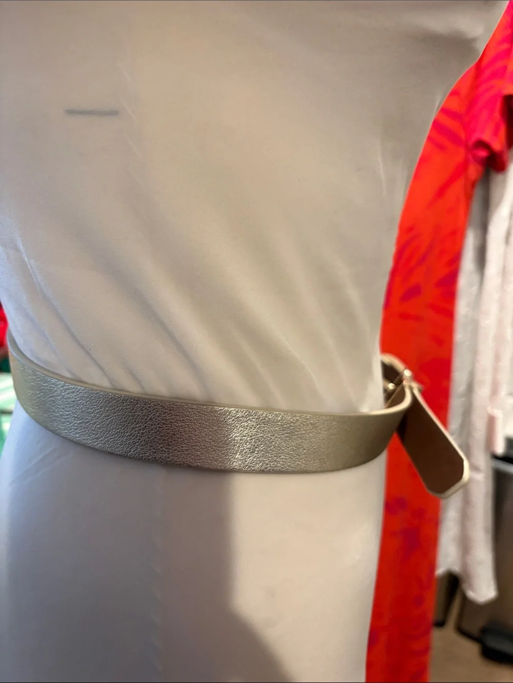 Talbots Taupe Leather Belt with Silver-Tone Buckle
